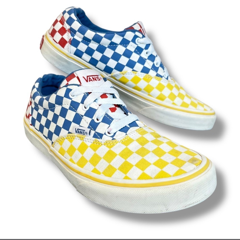 Vans Blue and Yellow Checkered Sneakers